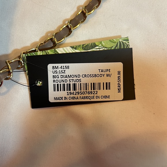 Badgley Mischka Taupe Studded Vegan Leather bag - Picture 9 of 9